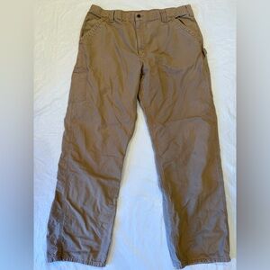 Carhartt Pants Men's 40x34 Tan Dungaree Fit Carpenter Workwear, Rugid
